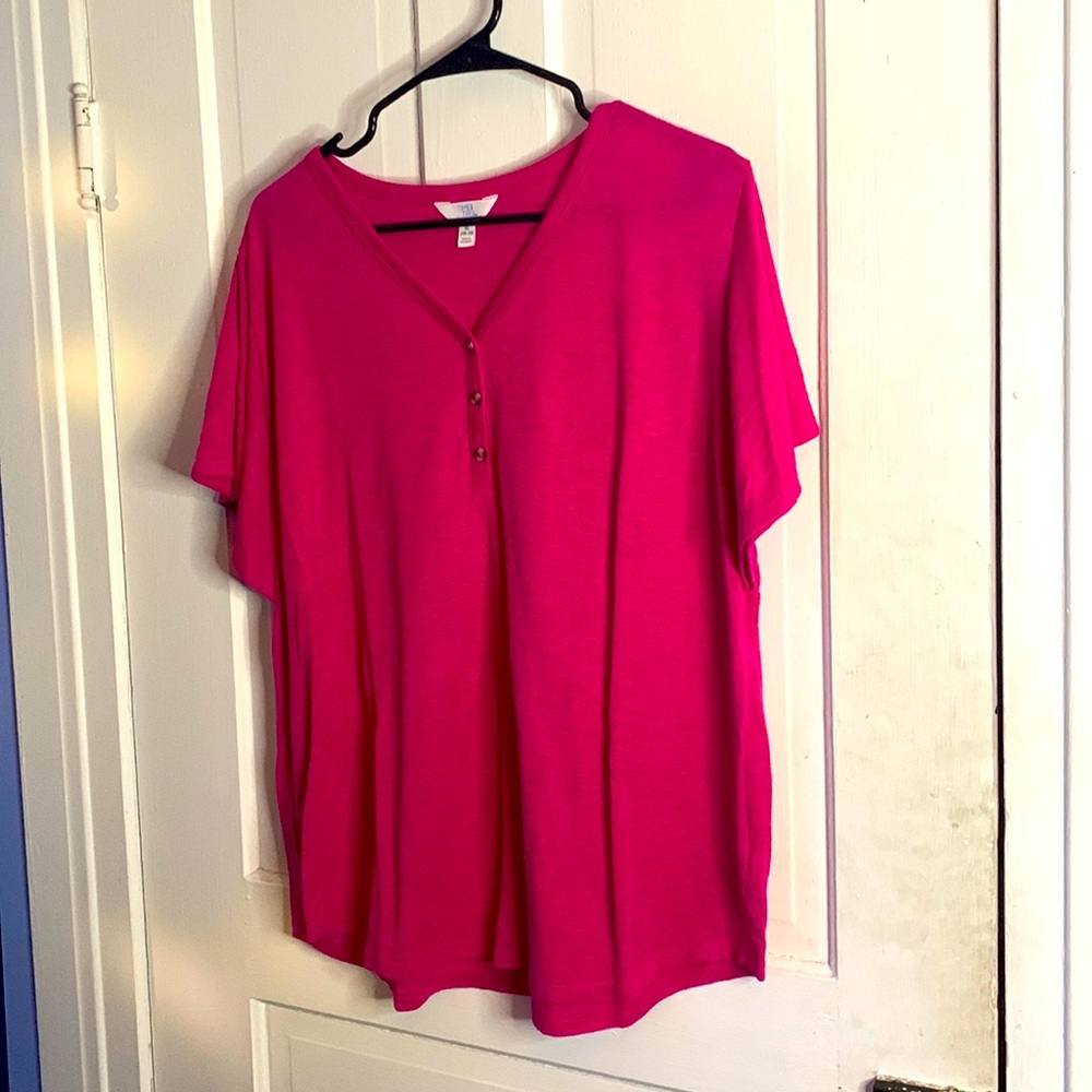 Pink short sleeve shirt, low cut, Time and Tru brand, size XL
